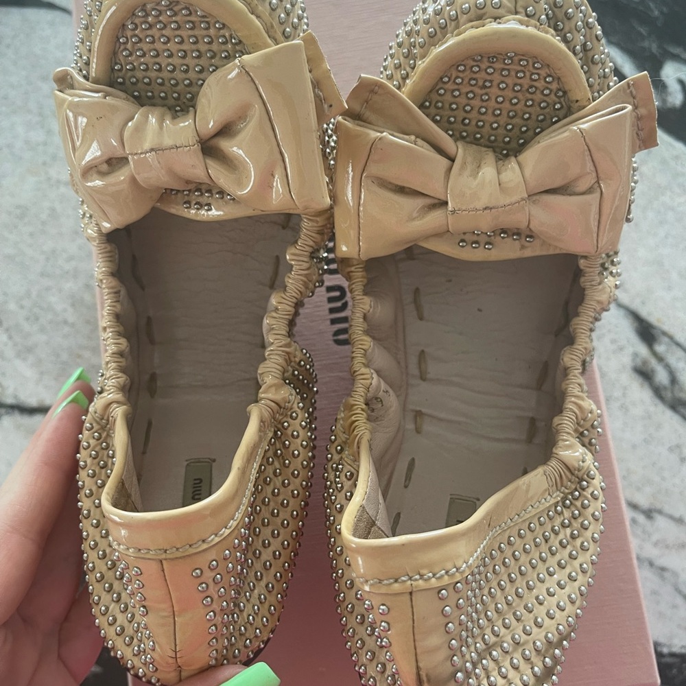 Miu Miu Studded Ballet Flats patent leather